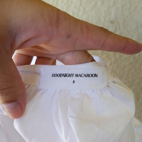 Goodnight Macaroon embroidered button down balloon sleeve blouse women's small - Picture 6 of 6